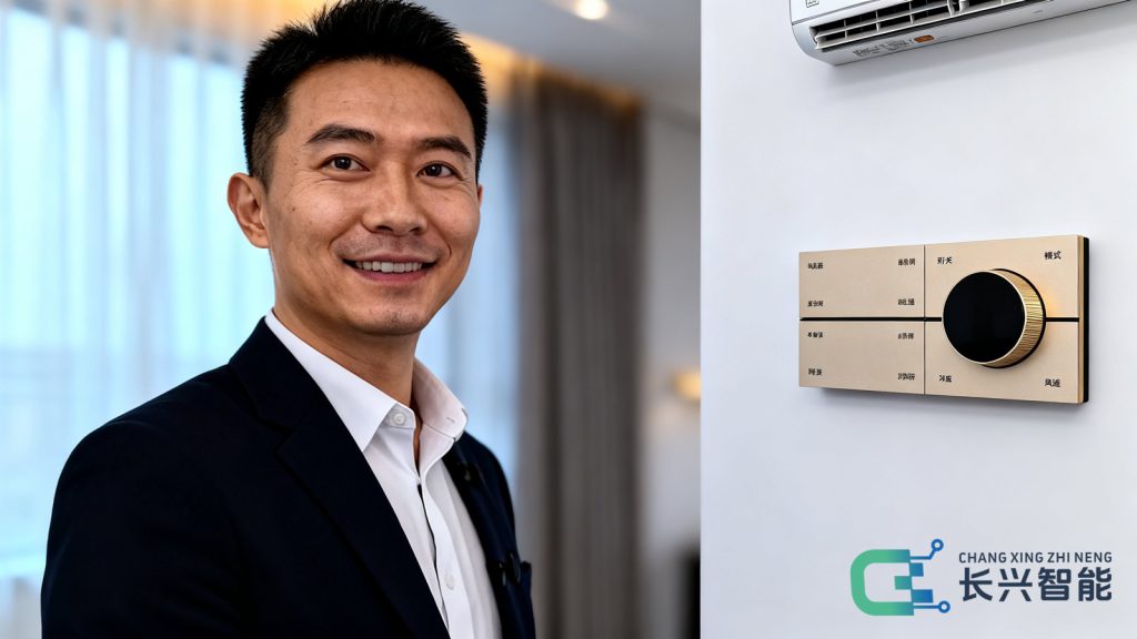 长兴KNX-A9香槟色开关面板安装在房间