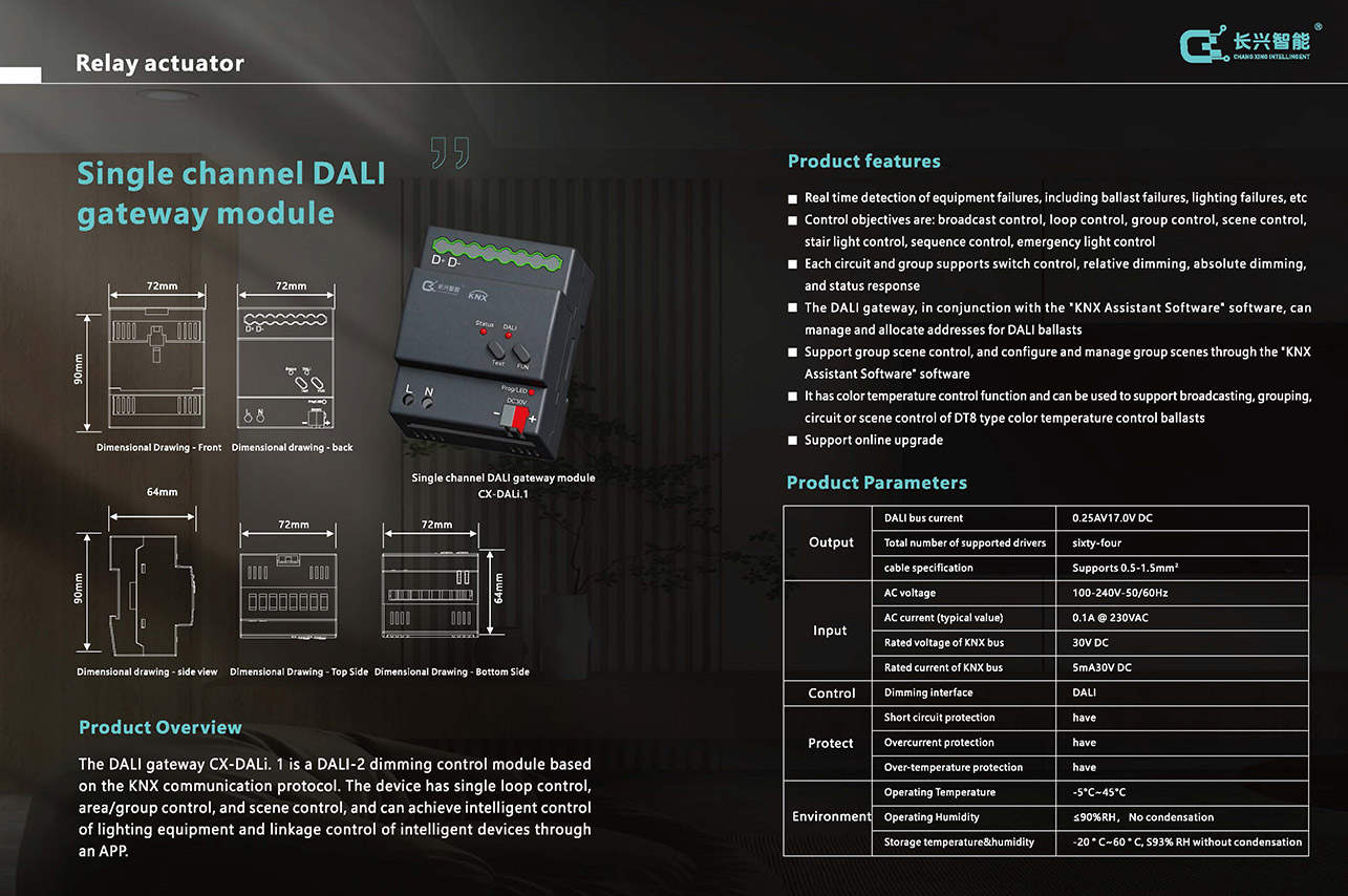 Changxing KNX Single DALI Gateway Module (images 6)