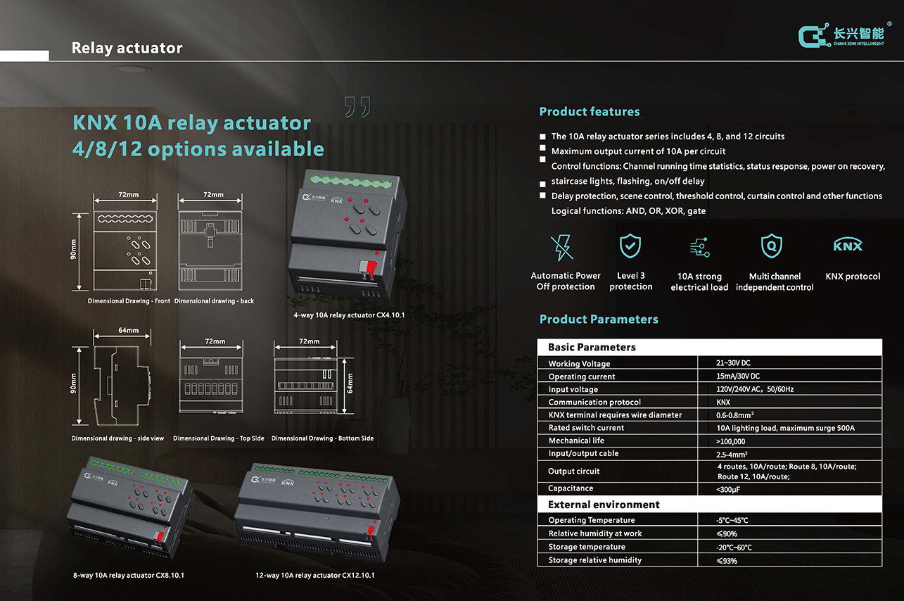 Changxing KNX 10A relay actuator 4/8/12 way selectable (images 8)